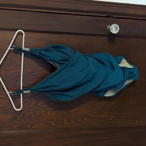 Shape FX Cinched Waist One Piece Swimsuit Sz 14 Teal